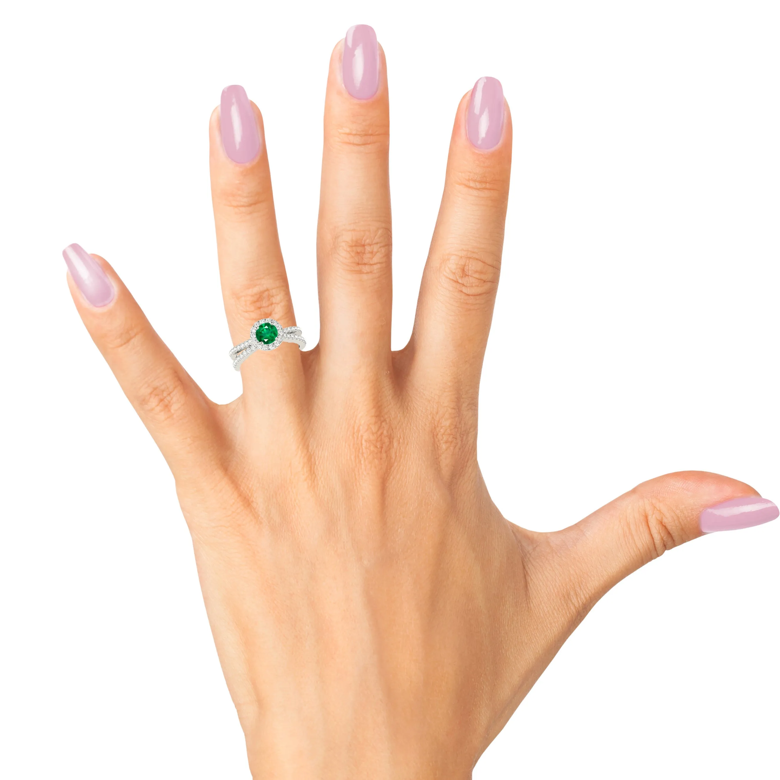 1.15 ct. Genuine Emerald Ring With Halo And Wide Split Shank