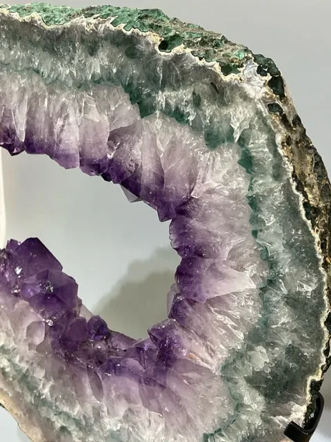 Amethyst Ring Slice on Custom Rotating Stand
