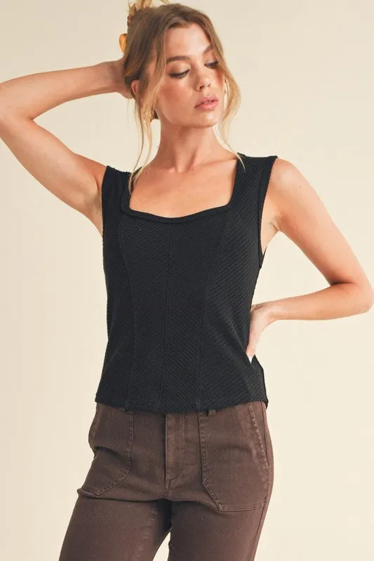 Exposed Seam Ribbed Wide Strap Tank