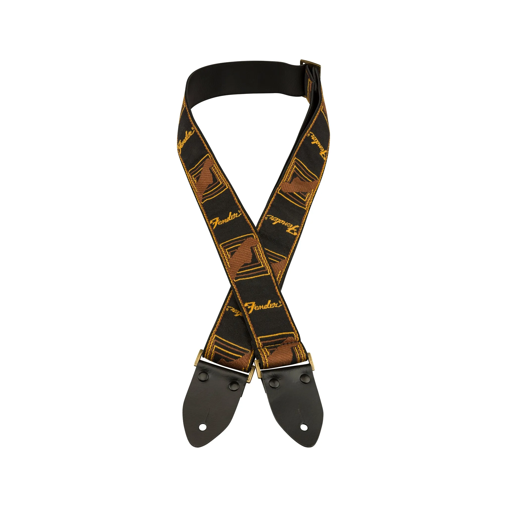 Fender Legacy Monogram Guitar Strap, Black/Yellow/Brown