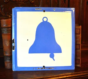 Vintage Bell Sign Blue & White Enamel Fire Alarm